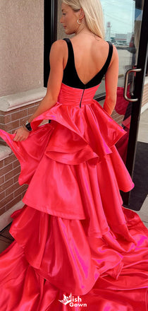 Formal V-neck Unique Mermaid Long Prom Dress Ideas, Evening Party Dresses,WGP1294