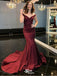 Elegant Red Mermaid Off-Shoulder Popular Long Evening Dresses, Formal Dresses, Birthday Party, WGP588