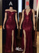 Sexy Wine Side Slit Mermaid Party Dress Long Prom Dresses to Impress, WGP957