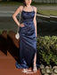 Sexy Blue Spaghetti Straps Halter Side Slit Sheath Long Party Dress Prom Dresses,WGP1006