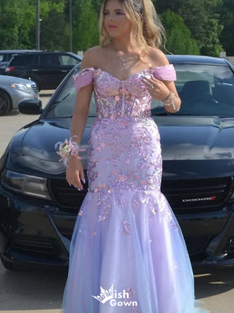 Elegant Off-shoulder V-neck Mermaid Unique Long Prom Dress Ideas, Evening Party Dresses,WGP1338