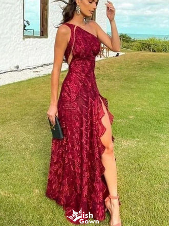 Sexy One-shoulder Unique Sheath Unique Long Prom Dress Ideas, Evening Party Dresses,WGP1344