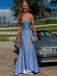 Gorgeous Blue Spaghetti Straps V Neck Lace up Back Mermaid Long Party Dress Prom Dresses,WGP1009