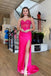 Gorgeous Hot Pink Sweetheart Lace Appliques Side Slit Mermaid Long Party Dress Prom Dresses ,WGP1013