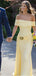 Classy Yellow Off Shoulder Prom Dress Mermaid Long Satin Formal Event Gown,WGP2188