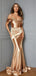 Sexy Gold Spaghetti Strap Sleeveless Mermaid Long Prom Dress Ideas, Evening Party Dresses,WGP1881