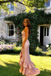 Unique Blush Pink Glitter Gala Dress Cascading Ruffles High Slit Prom Gown,WGP2116