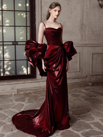 Charming Red Spaghetti Strap A-Line Long Prom Dress Ideas, Evening Party Dresses,WGP1728