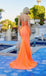 Bold Burnt Orange Strapless Prom Dress with Unique Sheer Cutout Bodice,WGP2105