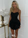 Glowing Black Spaghetti Strap Popular Cheap Short Homecoming Dresses, EPT201