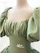 Sexy Green Bubble Sleeves A-line Lace up Back Party Prom Dresses,Evening Dress Online, WGP872