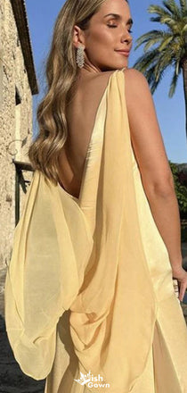 Casual V-neck A-line Long Prom Dress Ideas, Evening Party Dresses,WGP1391