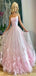 Elegant A-Line Pink Spaghetti Straps Sleeveless Appliques Formal Prom Gowns,Evening Dresses,WGP342