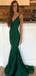 Sexy Mermaid Emerald Green V-Neck Spaghetti Straps Zipper Maxi Prom Gowns,Evening Dresses,WGP349
