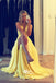 Sexy Yellow Plunging A-line Party Prom Dresses,Evening Dress Online with Slits , WGP875