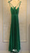 Sexy Green V Neck A-line Long Party Dress Prom Dresses ,WGP1023