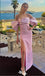 Elegant Pink Beaded Side Slit Sheath Long Party Dress Prom Dresses ,WGP1024