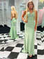 Sexy Mint Green Spaghetti Straps Sweetheart Lace up Back Mermaid Long Party Dress Prom Dresses ,WGP1025