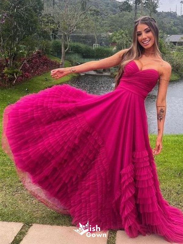 Elegant Pink A-Line Seweetheart Popular Long Evening Dresses, Formal Dresses, Birthday Party, WGP611