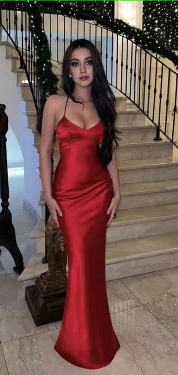 Sexy Red Mermaid Spaghetti Strap Popular Long Evening Dresses, Formal Wish Gown Sexy Red Mermaid Spaghetti Strap Popular Long Evening Dresses, Formal Wish Gown