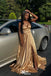 Gorgeous Spaghetti Straps V Neck A-line Side Slit Long Party Dress Prom Dresses ,WGP1033