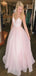 Elegant A-Line V Neck Spaghetti Straps Long Formal Prom Dresses,Evening Gowns,WGP370