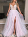 Gorgeous A-Line V Neck Halter Lace Up Side Slit Sequins Beading Long Formal Prom Dresses,Evening Gowns,WGP377