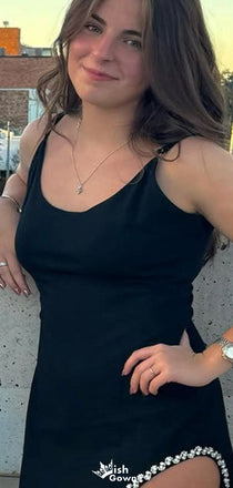 Casual Spaghetti Strap Common Sheath Short Mini Homecoming Dress,EPT352