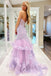 Fancy Lavender Lace Mermaid Prom Gown Strapless Tiered Formal Dress,WGP2132