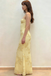 Classy Yellow Floral Embroidered Prom Dress Spaghetti Strap Corset Back Maxi Party Gown,WGP2084