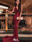 Charming Red V-Neck Mermaid Long Prom Dress Ideas, Evening Party Dresses, WGP2005