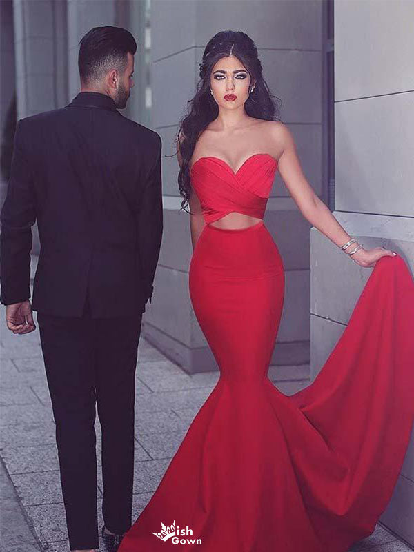 Sexy Red Sweetheart Mermaid Long Prom Dress Ideas, Evening Party Dresses,WGP1802