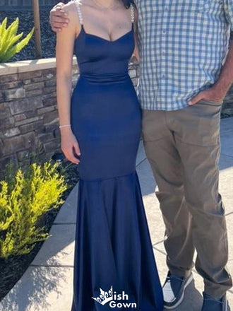 Elegant Spaghetti Strap Scoop Mermaid Long Prom Dress Ideas, Evening Party Dresses,WGP1456