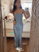 Stylish Strapless Grey Blue Sheath Long Prom Dresses ,WGP1042