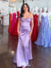 Sexy Lilac Off the Shoulder Side Slit Mermaid Long Prom Dresses ,WGP1044