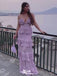 Gorgeous Lilac Spaghetti Straps V Neck Sheath Long Party Dress Prom Dresses, WGP975