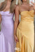 Gorgeous Spaghetti Straps Yellow  Satin Sheath Long Prom Dresses ,WGP1050