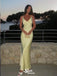 Elegant Yellow V Neck Spaghetti Straps Sheath Long Prom Dresses ,WGP1067