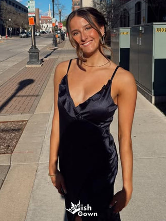 Elegant Spaghetti Strap V-neck Mermaid Long Prom Dress Ideas, Evening Party Dresses,WGP1502