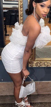 Gorgeous Strapless White Sheath Short Mini Homecoming Dress,EPT359