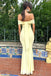 Stylish Yellow Mermaid Off the Shoulder Long Prom Dresses ,WGP1070