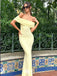 Stylish Yellow Mermaid Off the Shoulder Long Prom Dresses ,WGP1070