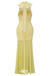 Stylish Yellow Mermaid Chiffon Long Prom Dresses ,WGP1071