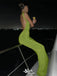 Stylish Green Open Back Mermaid Long Prom Dresses ,WGP1073