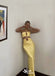 Stylish Yellow Satin Mermaid Long Prom Dresses ,WGP1074