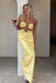 Stylish Yellow Satin Mermaid Long Prom Dresses ,WGP1074