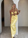 Stylish Yellow Satin Mermaid Long Prom Dresses ,WGP1074