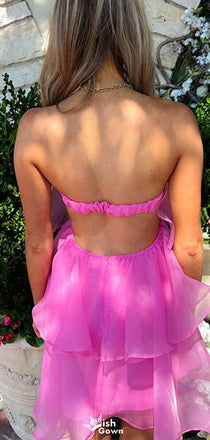 Casual Backless Strapless A-line Short Mini Homecoming Dress,EPT368