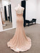 Shiny Light Orange Strapless Open Back Mermaid Long Party Dress Prom Dresses,Evening Dress Online, WGP887