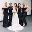 Elegant Black Mermaid Sleeveless Wedding Guest Bridesmaid Dresses,WGM365